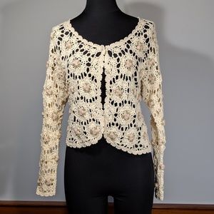 Style New York Crochet Cardigan Jacket Roses